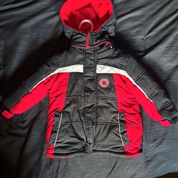 Kids Red and Black Puffer Jacket - Picture 1 of 3
